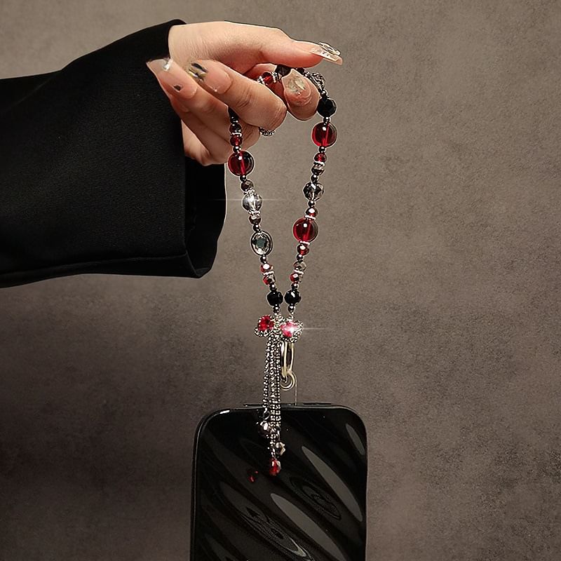 Phone Strap Bow Crystal Faux