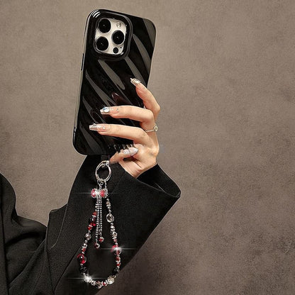 Phone Strap Bow Crystal Faux