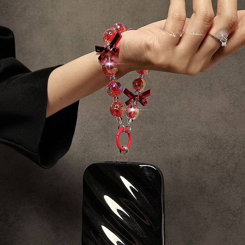 Crystal Bow Phone Strap Faux