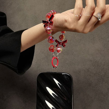 Crystal Bow Phone Strap Faux