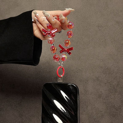 Crystal Bow Phone Strap Faux