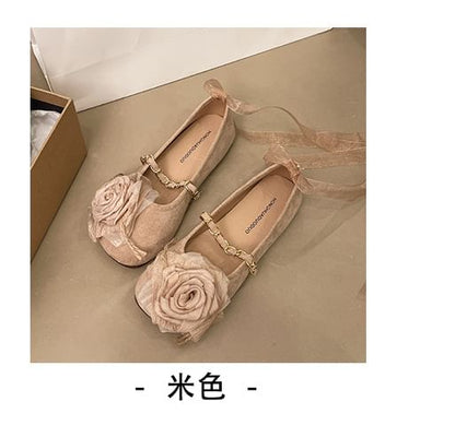 Flats Ankle Flower Mary Strap Jane Accent