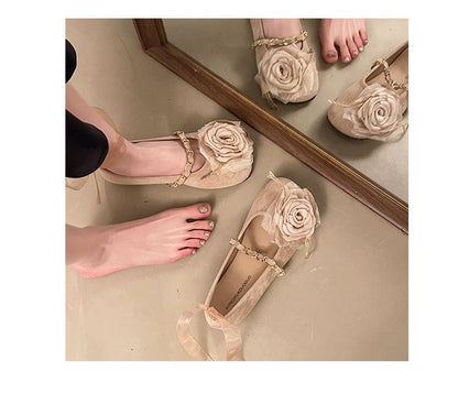 Flats Ankle Flower Mary Strap Jane Accent