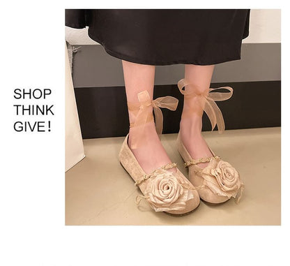 Flats Ankle Flower Mary Strap Jane Accent