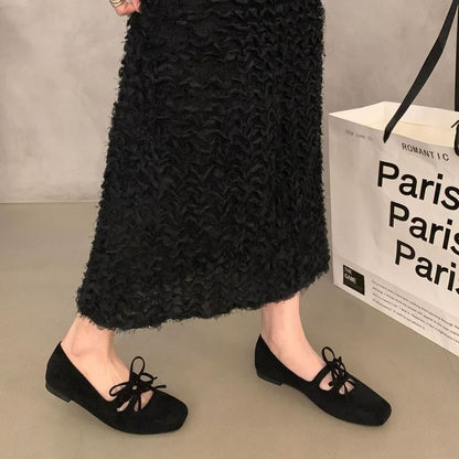 Accent Plain Toe Flats Mary Square Bow Jane