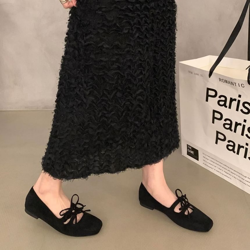 Accent Plain Toe Flats Mary Square Bow Jane