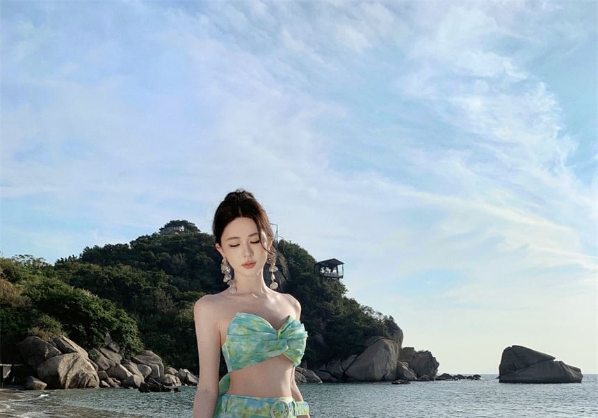 Crop Set: Floral Sleeveless Maxi + Top High Rise A-Line Skirt