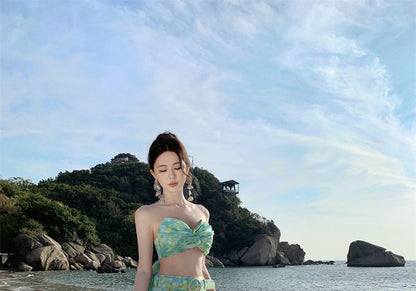 Crop Set: Floral Sleeveless Maxi + Top High Rise A-Line Skirt