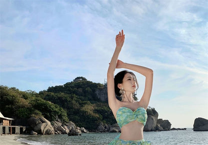 Crop Set: Floral Sleeveless Maxi + Top High Rise A-Line Skirt