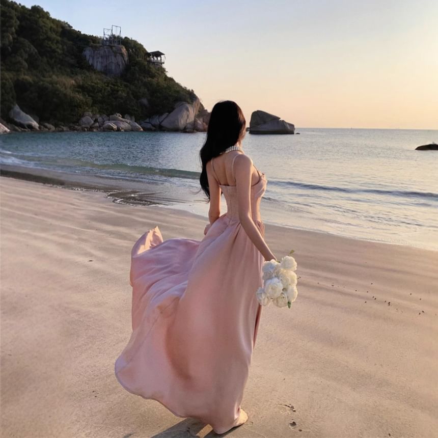 Gown A-Line Evening Plain Strap Spaghetti