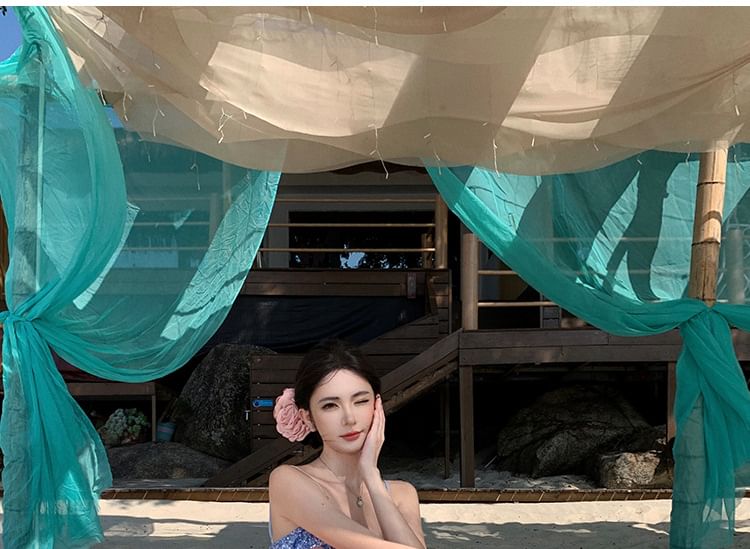 Maxi Panel Ruffle Strap Dress Spaghetti Hem Sequined A-Line