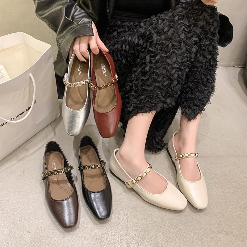 Square Flats Mary Jane Toe