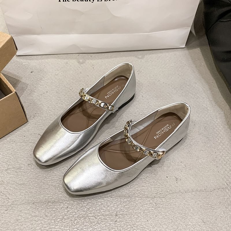 Square Flats Mary Jane Toe