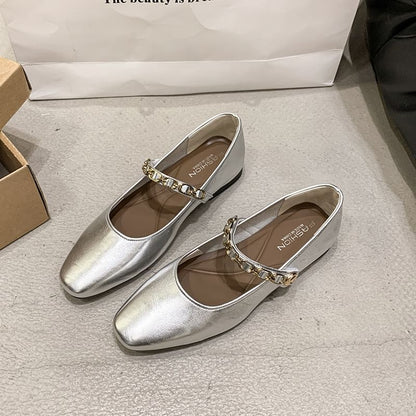 Square Flats Mary Jane Toe
