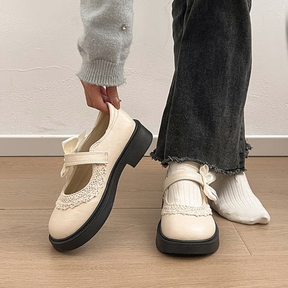 Trim Shoes Jane Bow Mary Lace Platform