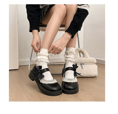 Trim Shoes Jane Bow Mary Lace Platform