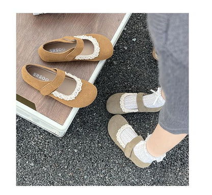 Flats Mary Lace Faux Trim Suede Jane