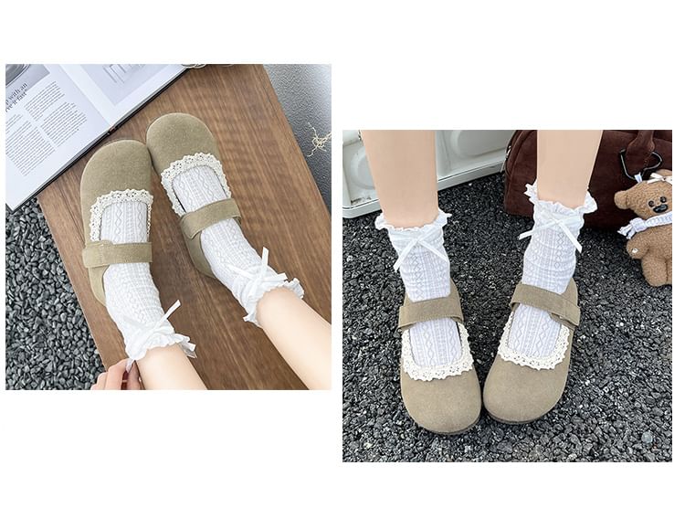 Flats Mary Lace Faux Trim Suede Jane