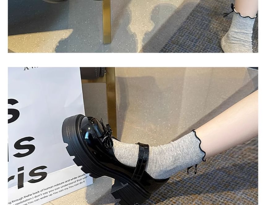 Mary Patent Bow Platform Leather Shoes