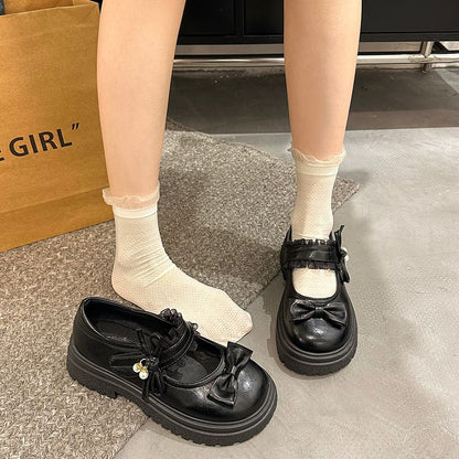 Shoes Bow Jane Frill Mary Platform