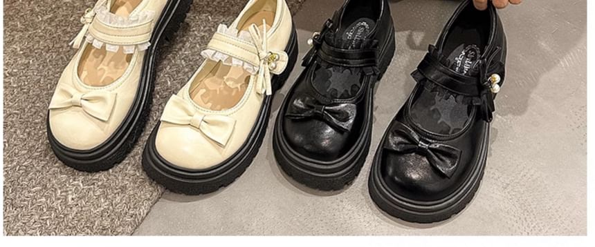 Shoes Bow Jane Frill Mary Platform