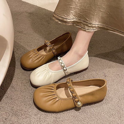 Mary Jane Flats Ruched