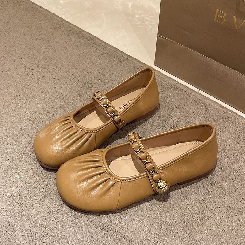 Mary Jane Flats Ruched