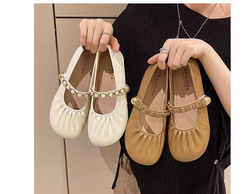 Mary Jane Flats Ruched