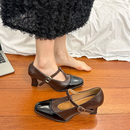 Cap T-Strap Square Pumps Toe