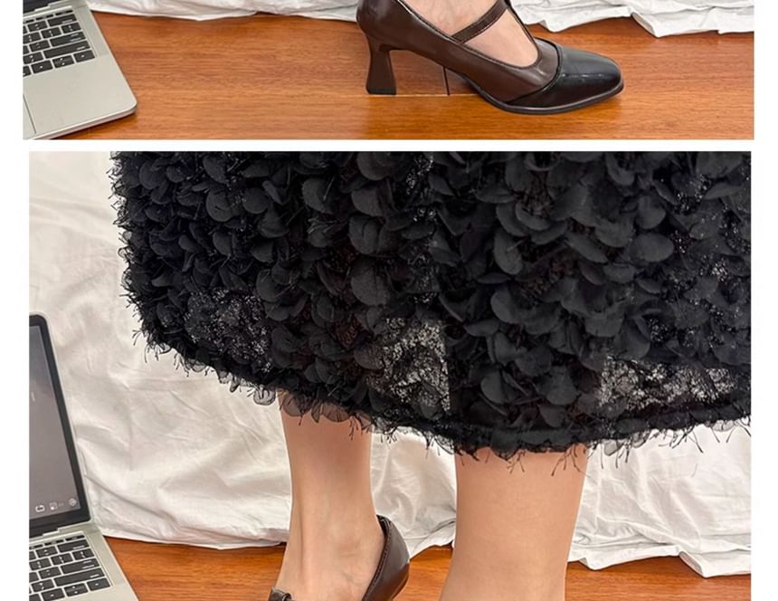 Cap T-Strap Square Pumps Toe