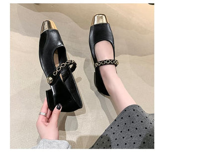 Toe Square Jane Pumps Cap Mary