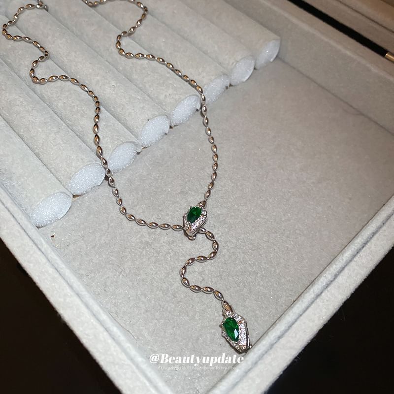 Waterdrop Rhinestone Necklace Pendant Lariat