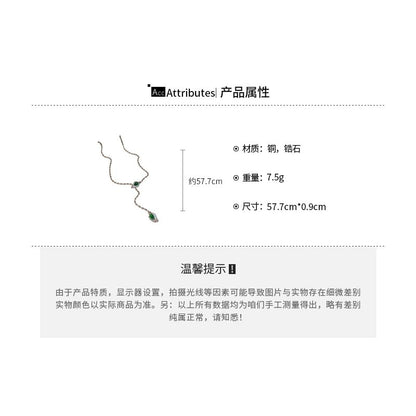 Waterdrop Rhinestone Necklace Pendant Lariat