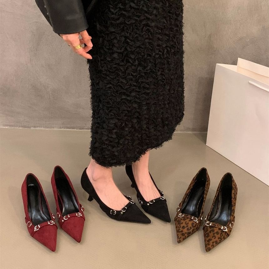Buckled Pumps Heel Toe Pointed Kitten