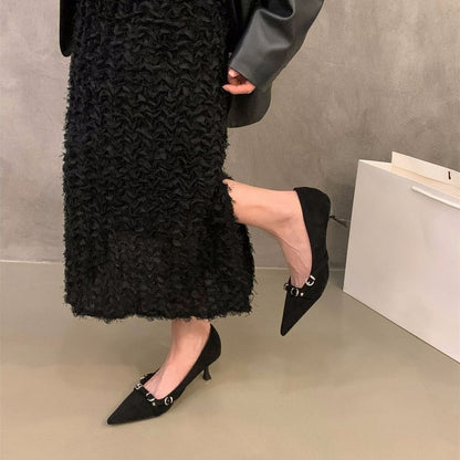 Buckled Pumps Heel Toe Pointed Kitten