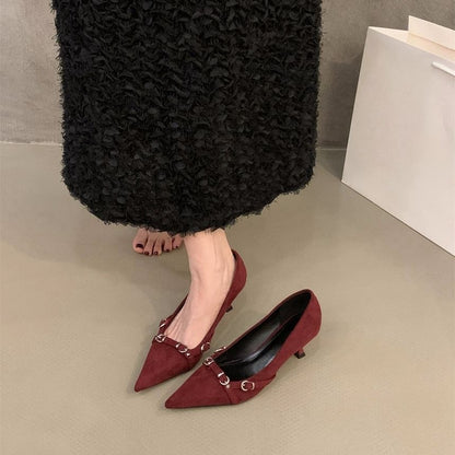 Buckled Pumps Heel Toe Pointed Kitten