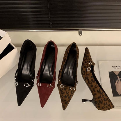 Buckled Pumps Heel Toe Pointed Kitten