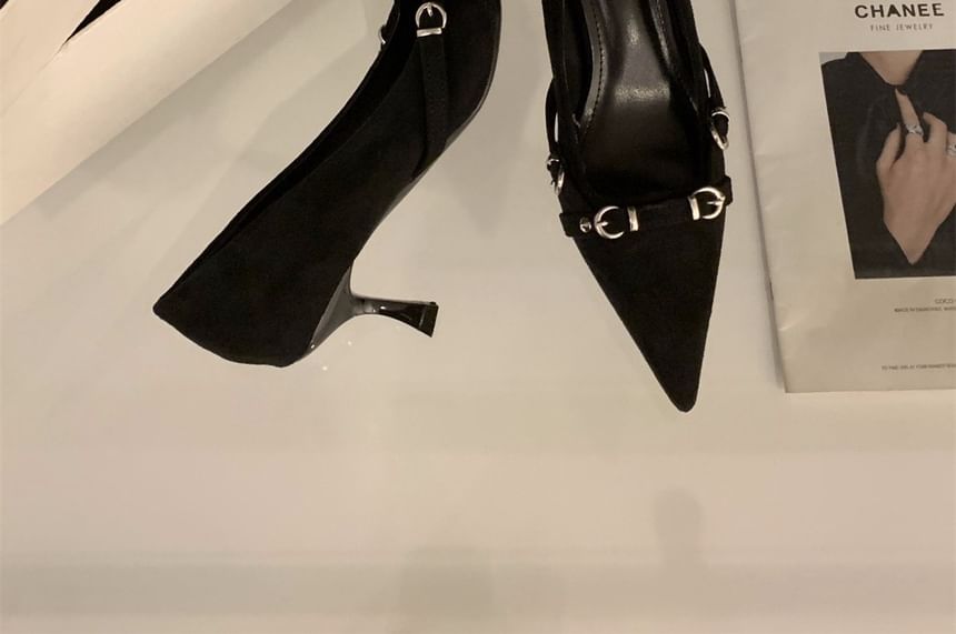 Buckled Pumps Heel Toe Pointed Kitten
