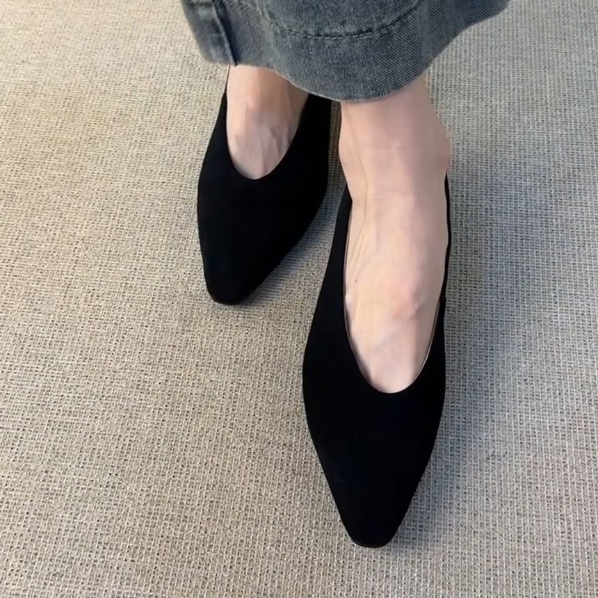 Chunky Pumps Faux Suede Plain Heel