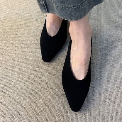 Chunky Pumps Faux Suede Plain Heel