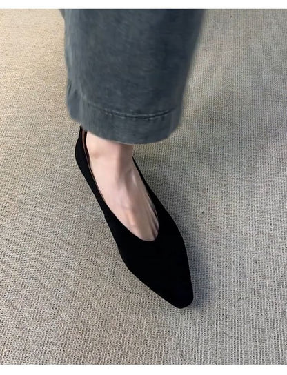 Chunky Pumps Faux Suede Plain Heel