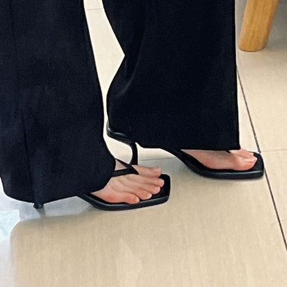 Square Heel Slingback Sandals Kitten Plain Thong Toe