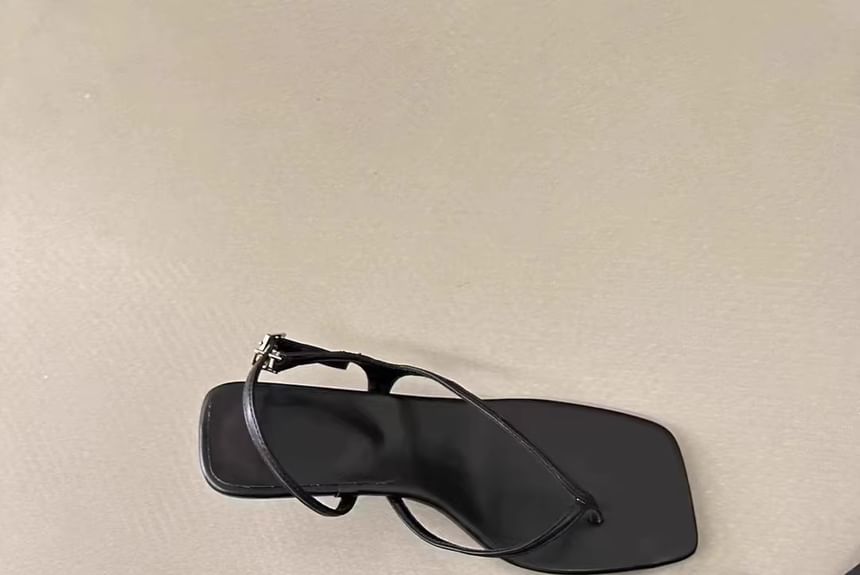 Square Heel Slingback Sandals Kitten Plain Thong Toe