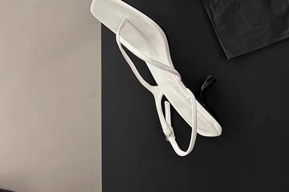 Square Heel Slingback Sandals Kitten Plain Thong Toe