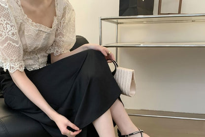 Heel Toe Chunky Pumps Accent Rhinestone Pointed D'Orsay