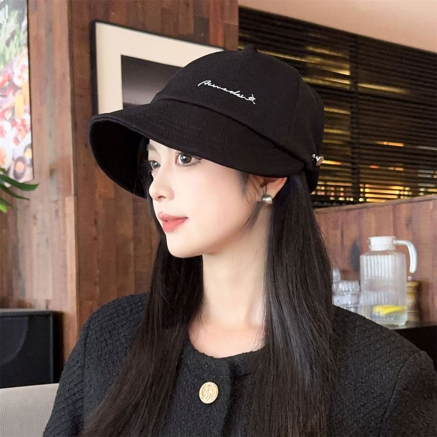 Cap Brim Lettering Wide Embroidered