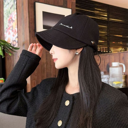 Cap Brim Lettering Wide Embroidered