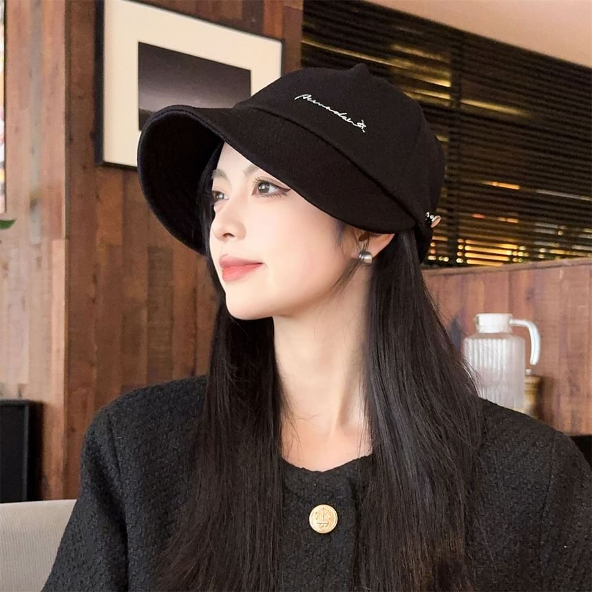 Cap Brim Lettering Wide Embroidered