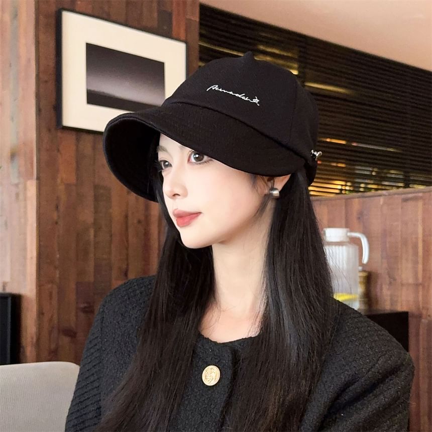 Cap Brim Lettering Wide Embroidered