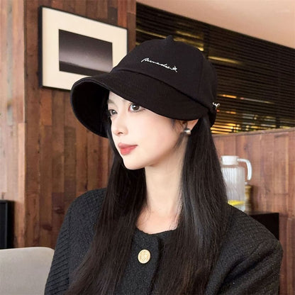 Cap Brim Lettering Wide Embroidered